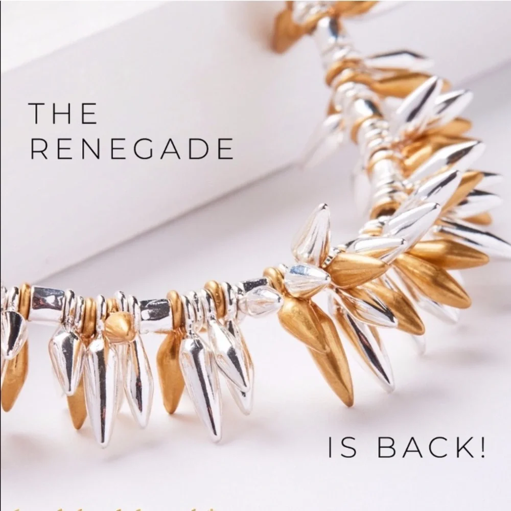 Stella & Dot | Mixed Metal Gold + Silver Spike Renegade Bracelet - Picture 5 of 13